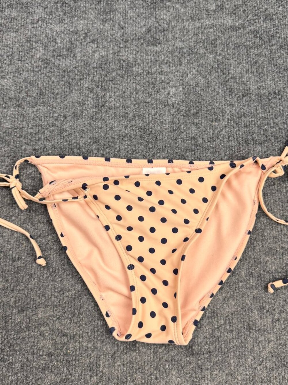 Xhilaration Women's Peach Pink Navy Blue Polka Dot Side-Tie Bikini Bottoms Sz M
